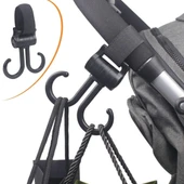 GV HOME® 2li Bebek Arabasına Uyumlu Cırtlı  Eşya Taşıma Aparatı 360 Derece Dönebilen Plastik Kanca - 1