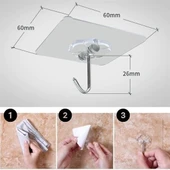 GV HOME® Süper Güçlü Yapışkanlı Suya Dayanıklı Şeffaf Askı 5li Set Yeniden Kullanılabilir Kancalar - 5
