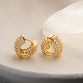 925 Ayar Gümüş Bombeli Taşlı Halka Küpe thumbnail 4