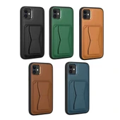 iPhone 12 Kılıf Kartlıklı Standlı ​Pu Deri Memo Kapak thumbnail 2