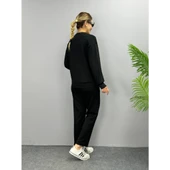 Lucky Life Kadın Uzun Kollu Bisiklet Yaka Viskon Iki Iplik Bluz Ve Pantolon Ikili Takım - 4