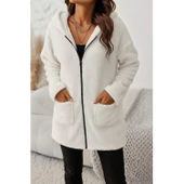 Lucky Life Kadın Uzun Kollu Kapşonlu önden Fermuarlı Cepli Welsoft Ceket thumbnail 1