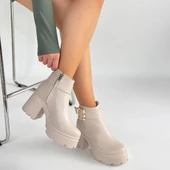 BİÇOMİ Pinma Bej Cilt Topuklu Bot thumbnail 4