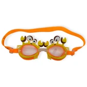 Çocuk Yüzücü Gözlüğü Silikon Taşıma Çantalı Turuncu Yengeç - 9014 - 1
