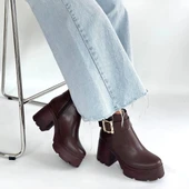 BİÇOMİ Pinma Kahverengi Cilt Topuklu Bot thumbnail 4