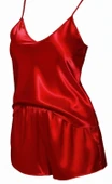Bicomi İnce Askılı Kırmızı Saten Şortlu Takım thumbnail 2