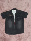 BİÇOMİ 3-9 yaş Tshirt gömlek ikili takım kısa kol füme - 1