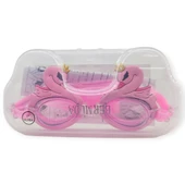 Çocuk Yüzücü Gözlüğü Silikon Taşıma Çantalı Pembe Kuğu - 9014 - 4