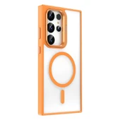 Samsung S24 Ultra Kılıf M-safe Şarj Özellikli Standlı M-safe Klon Kapak thumbnail 2