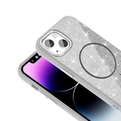 iPhone 11 Kılıf M-safe Şarj Özellikli Parlayan Simli Okso Kapak thumbnail 4