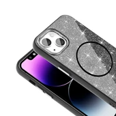 iPhone 11 Kılıf M-safe Şarj Özellikli Parlayan Simli Okso Kapak thumbnail 12