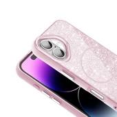 iPhone 16 Kılıf M-safe Şarj Özellikli Parlayan Simli Okso Kapak thumbnail 4