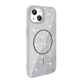 iPhone 11 Kılıf M-safe Şarj Özellikli Parlayan Simli Okso Kapak thumbnail 3