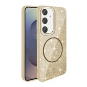 Samsung S24 FE Kılıf M-safe Şarj Özellikli Parlayan Simli Okso Kapak thumbnail 8