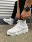 JET-207 Oslo Bağcıklı Ortopedik Taban Cilt Erkek Spor Bot CBT - Beyaz thumbnail 3