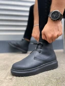 JET-207 Oslo Bağcıklı Ortopedik Taban Cilt Erkek Spor Bot CST - Siyah thumbnail 3