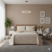 KAPİTONELİ YATAK ÖRTÜSÜ ÇİFT KİŞİLİK ROMA BEJ thumbnail 1