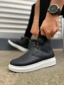 JET-207 Oslo Bağcıklı Ortopedik Taban Cilt Erkek Spor Bot CBT - Siyah thumbnail 3