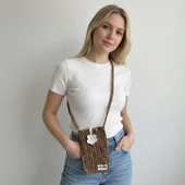 Pofuduk Hanmade Telefon Çantası PPB3 Yaldızlı Kahverengi thumbnail 1