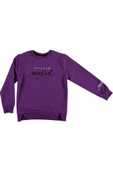İrem Çocuk Giyim Kız Çocuk Love How Yazı Desenli Mor Sweatshirt - 1