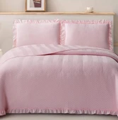KAPİTONELİ YATAK ÖRTÜSÜ ÇİFT KİŞİLİK DUBAİ PEMBE thumbnail 2