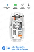 Bluetooth Usb Çift Modlu Sessiz Mouse, Şeffaf Mıknatıslı Kapaklı, Type-c Şarjlı, Dpı Ayarlı, Kablosuz 10m Çekim Mesafeli - 1