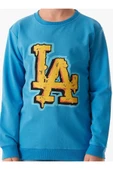 İrem Çocuk Giyim Erkek Çocuk LA Yazı Desenli Mavi Renk Sweatshirt - 1