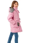 İrem Çocuk Giyim Kız Çocuk Kapitone Model Fermuar Kapama Kapüşonu Çıkabilen Astarlı Ayıcık Aksesuarlı Pembe Renk Mont - 4