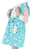 İrem Çocuk Giyim Kız Çocuk Çiçek Desenli Kolları Tül Ayıcıklı Salopet Turkuaz - 3