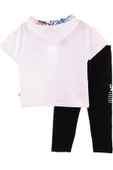 İrem Çocuk Giyim Kız Çocuk Make Me Smile Desenli Kapüşonlu Kaprili Takım Beyaz - 2
