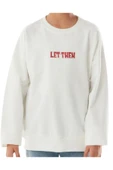 İrem Çocuk Giyim Kız Çocuk Önü Arkası Let Them Yazı Desenli Beyaz Renk Sweatshirt - 1