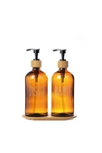 Amber Cam İkili Sıvı Sabunluk Seti 500 ml Bambu Altlıklı thumbnail 2