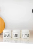3 Lü Seramik Baharat Seti Beyaz 350 ml thumbnail 1