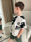 Cg Kids Siyah Desenli Basic Alt Yeşil Kargo Cepli Kot Şort Erkek Çocuk Alt Üst Takım - 4