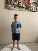 Cg Kids Lacivert Kargo Cep Şort Detaylı Kaliteli Kumaş Erkek Çocuk Alt Üst Takım - 1