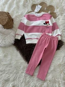 Cg Kids Pembe Beyaz Çizgili Minnie Mouse Karakter Baskılı Kız Çocuk Eşofman Takım - 3