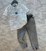 Cg Kids Yıkamalı Kabartma Baskı Bb Lastikli Paça Eskitme Jean Erkek Çocuk Alt Üst Takım - 4