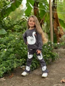 Cg Kids Kabartma Kuğu Baskılı Kız Çocuk Eşofman Takım Alt Fitilli Tayt - 5