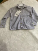 Keten Gri Beyaz Çizgili Erkek Çocuk Gömlek - 3