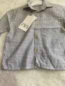 Keten Gri Beyaz Çizgili Erkek Çocuk Gömlek - 5