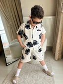 Cg Kids Yaprak Desenli Ince Lacoste Kumaş Erkek Çocuk Alt Üst Takım - 5