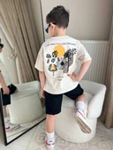 Cg Kids Tropical Palmiye Detaylı Yan Cepli Şort Erkek Çocuk Alt Üst Takım - 1