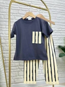 Cg Kids Antrasit Krem Çizgili Erkek Çocuk Alt Üst Takım - 1