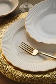 Porland Frilly 18 Parça Yemek Takımı Gold Fileli - 2