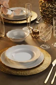 Porland Frilly 18 Parça Yemek Takımı Gold Fileli - 1