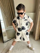 Cg Kids Yaprak Desenli Ince Lacoste Kumaş Erkek Çocuk Alt Üst Takım - 1