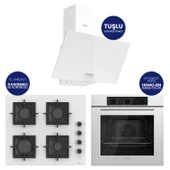 Flowart Turbolu Beyaz Cam Ankastre Set ( Kaymaz Döküm Izgara ) QBL62CB - SC206 - D087 thumbnail 1