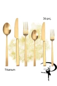 Porland Quantum 6 Kişilik Altın Çatal Kaşık Bıçak Takımı 36 Parça - 1