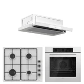 Ferre QBL62CB - EL066 -D037 60 cm Beyaz Emaye Turbolu Aspiratörlü Ankastre Set - Yeni thumbnail 1