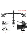 Çift Kol Ayarlanabilir Monitör Tutucu Stand 14''-32'' LCD/LED VESA Uyumlu Monitör Ayağı - 4